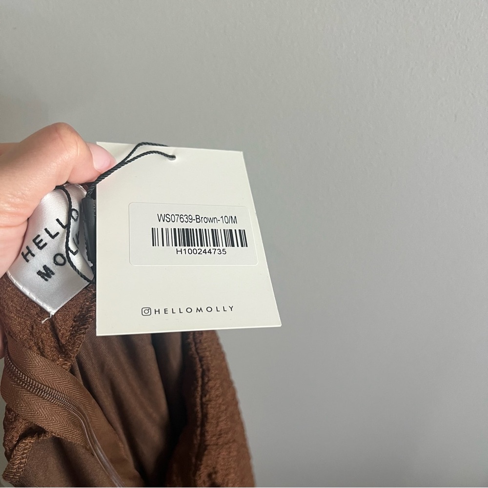 NEW Hello Molly Brown Long Maxi Skirt Textured Women's Size US 6 - Picture 7 of 8